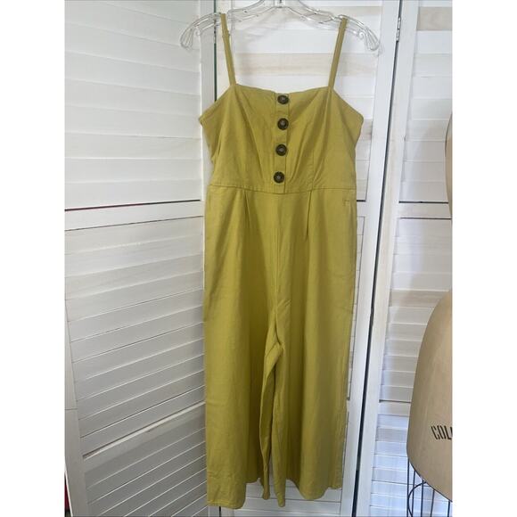 J Glee Women’s One Piece Romper Jumper Pants Yellow Rayon Blend Size Medium - Picture 1 of 9